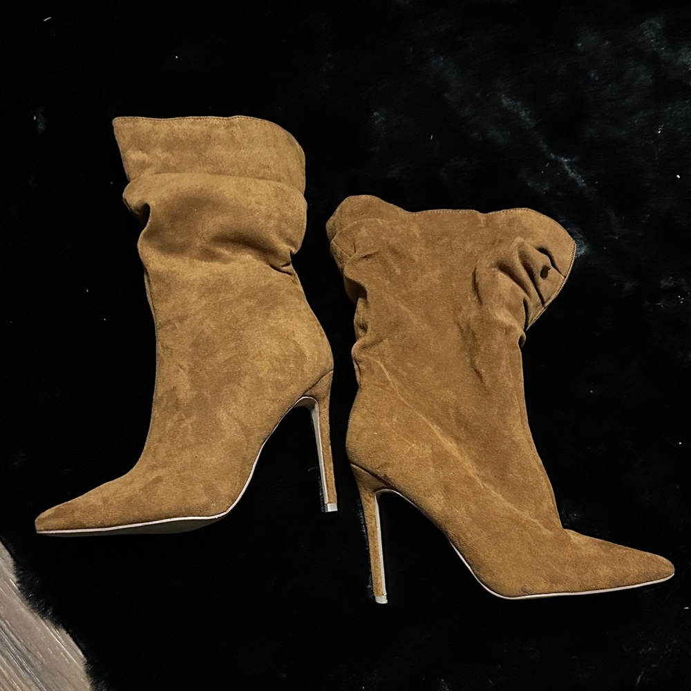 Bella Marie Brown Suede Heeled Boots